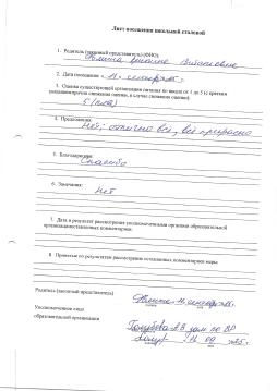 лист посещения школьной столовой